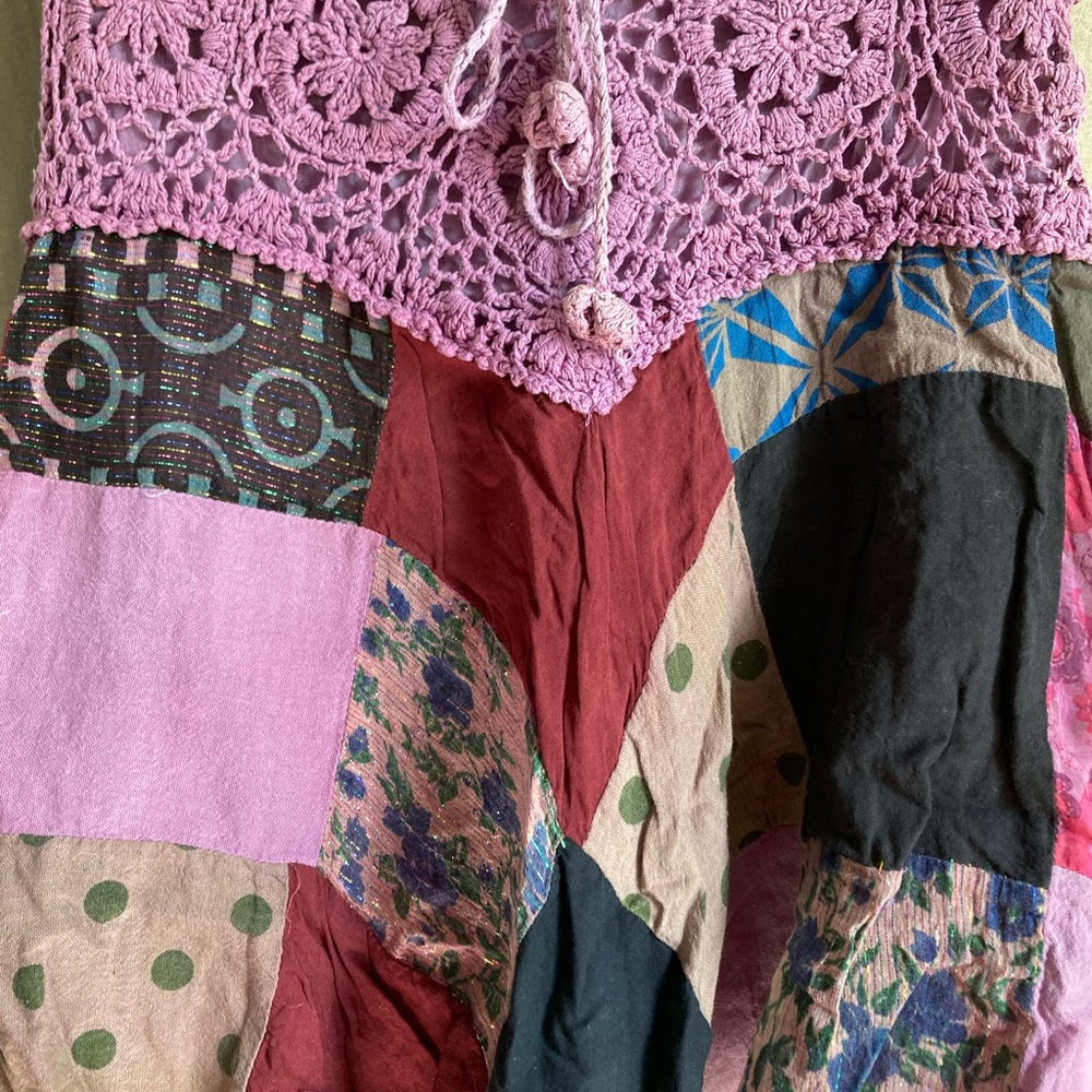 Vintage Purple-Multicolored Crocheted Patchwork Mini Skirt Size Medium - Picture 4 of 14